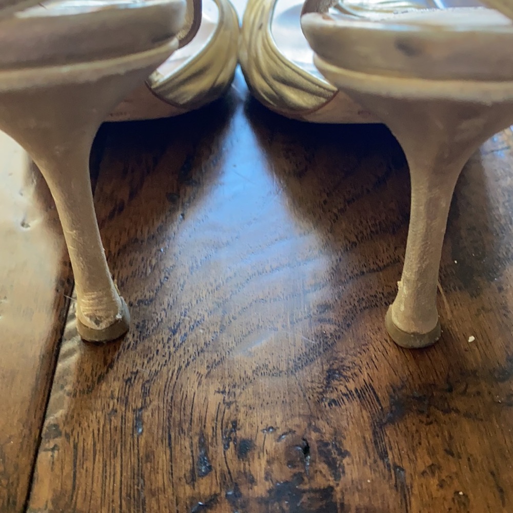 Worn Jimmy Choo Gold Heels - Picture 4 of 5
